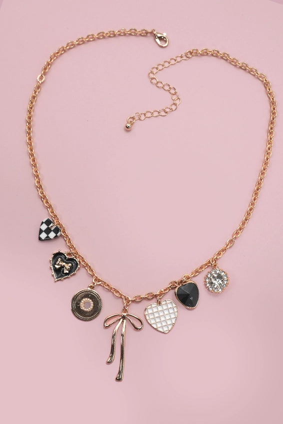 Check Heart Rhinestone Necklace