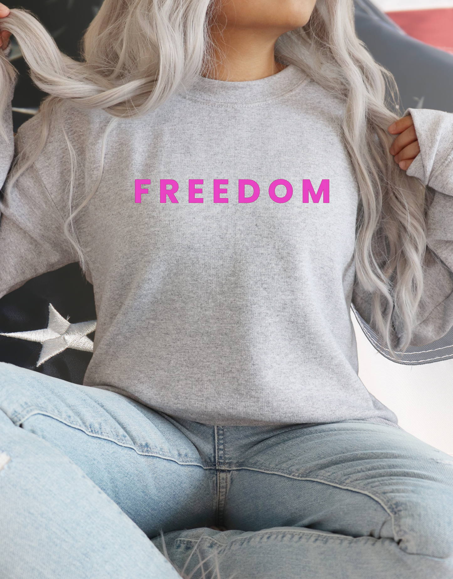 Charlie Freedom Pink on Gray Gildan
