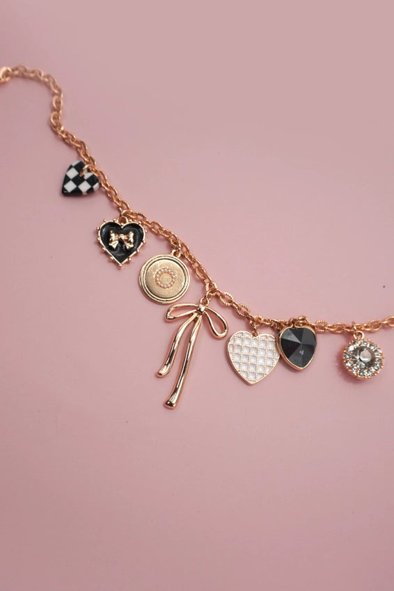 Check Heart Rhinestone Necklace