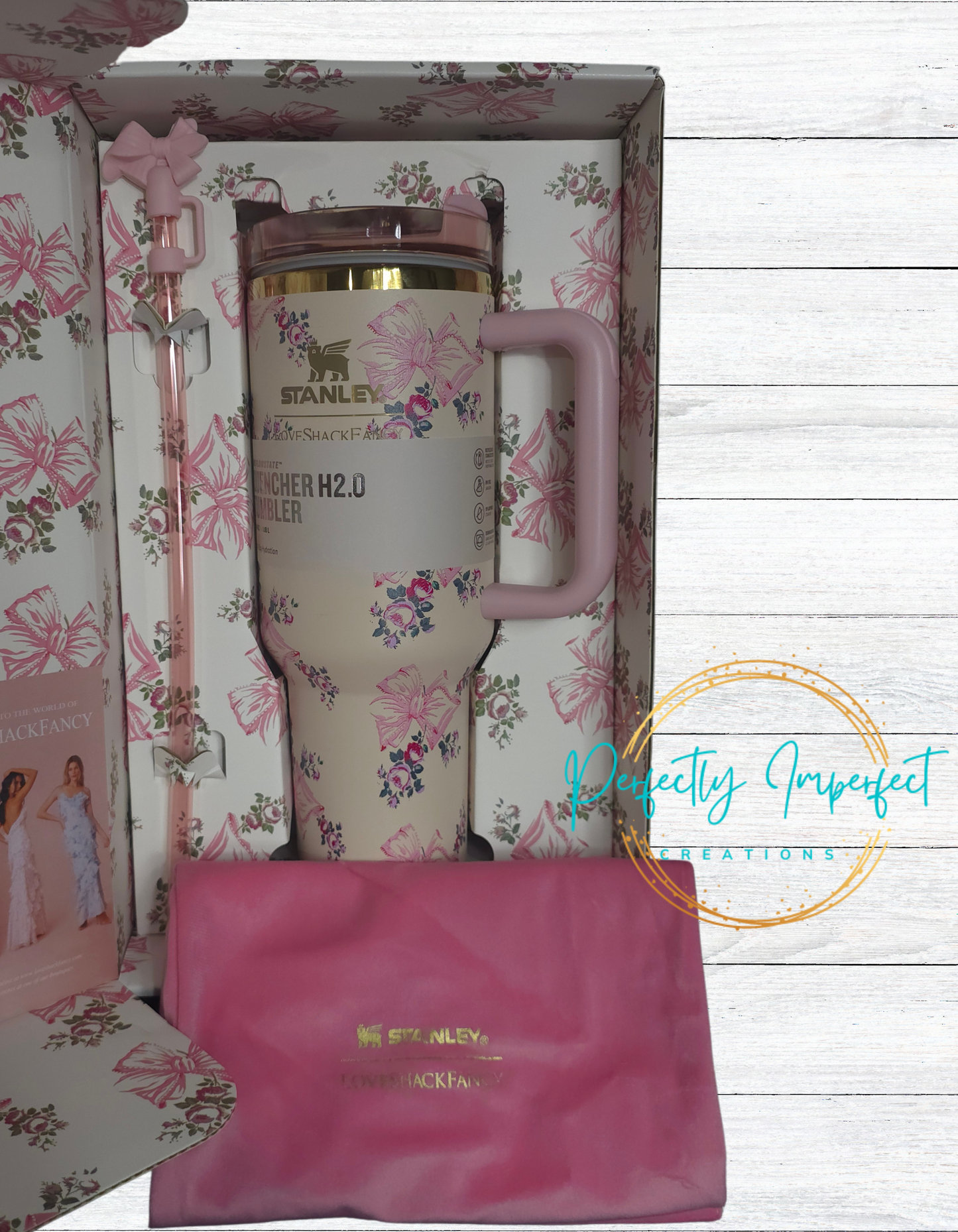 40oz Light Pink Floral Tumbler