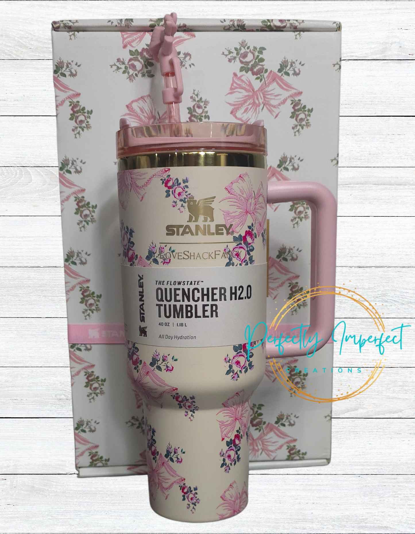 40oz Light Pink Floral Tumbler