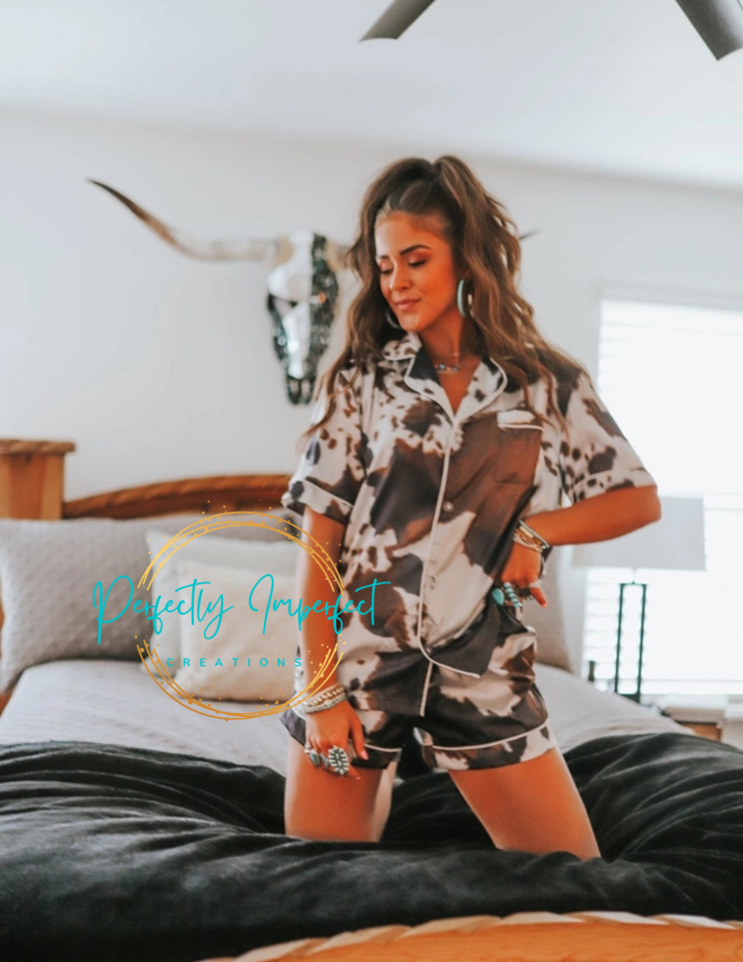 Brown Cowhide Pajama Set