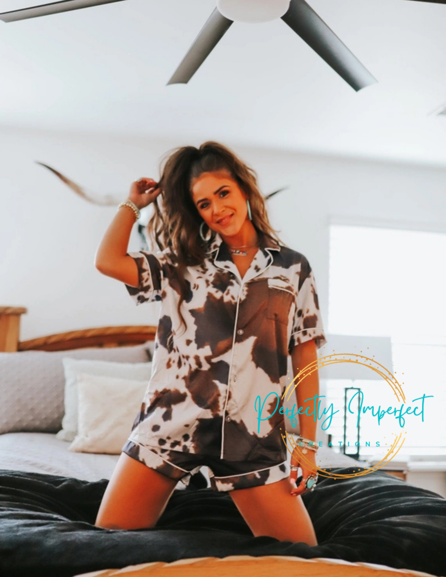 Brown Cowhide Pajama Set