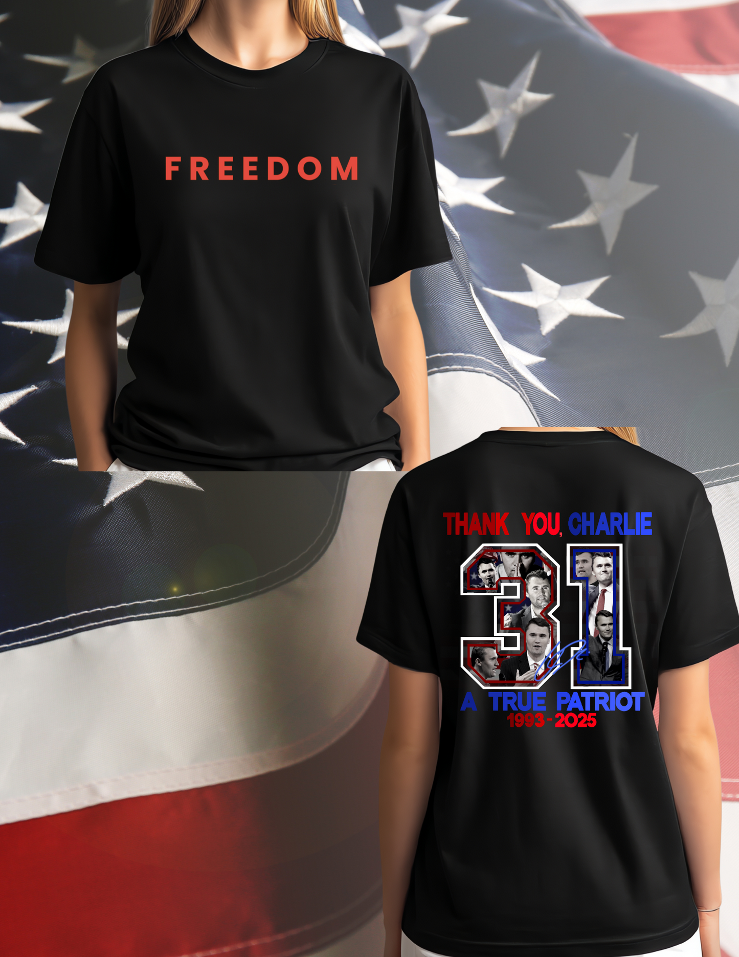 Charlie Freedom Red White & Blue Gildan