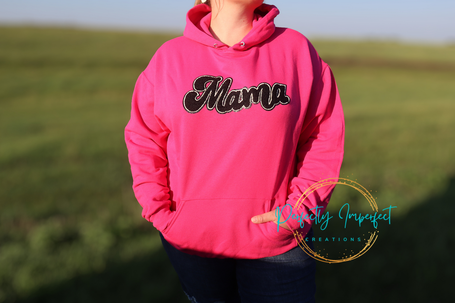 Mama Bling Embroidery patch Hoodie