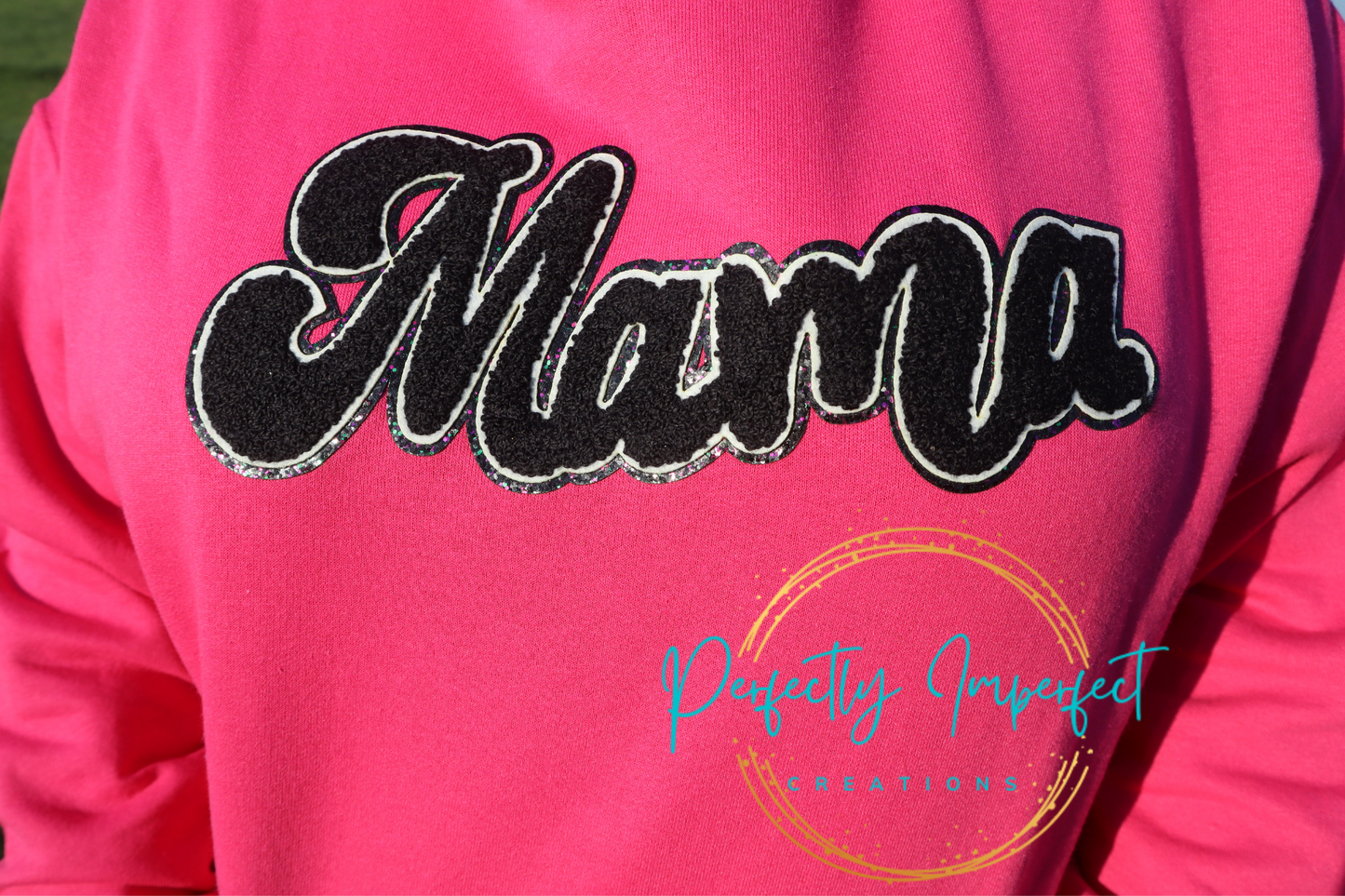 Mama Bling Embroidery patch Hoodie