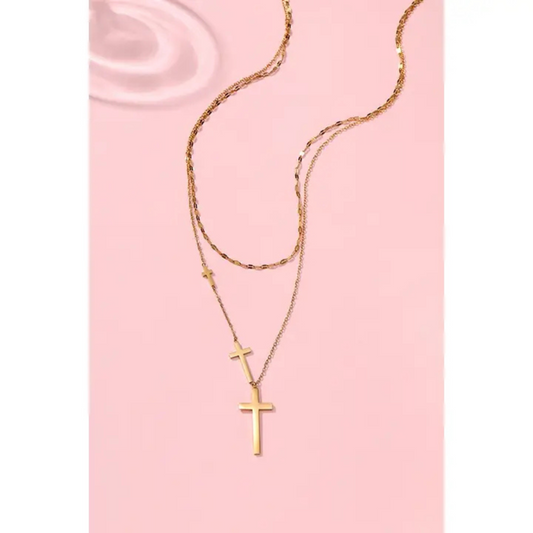 Layered Cross Necklace