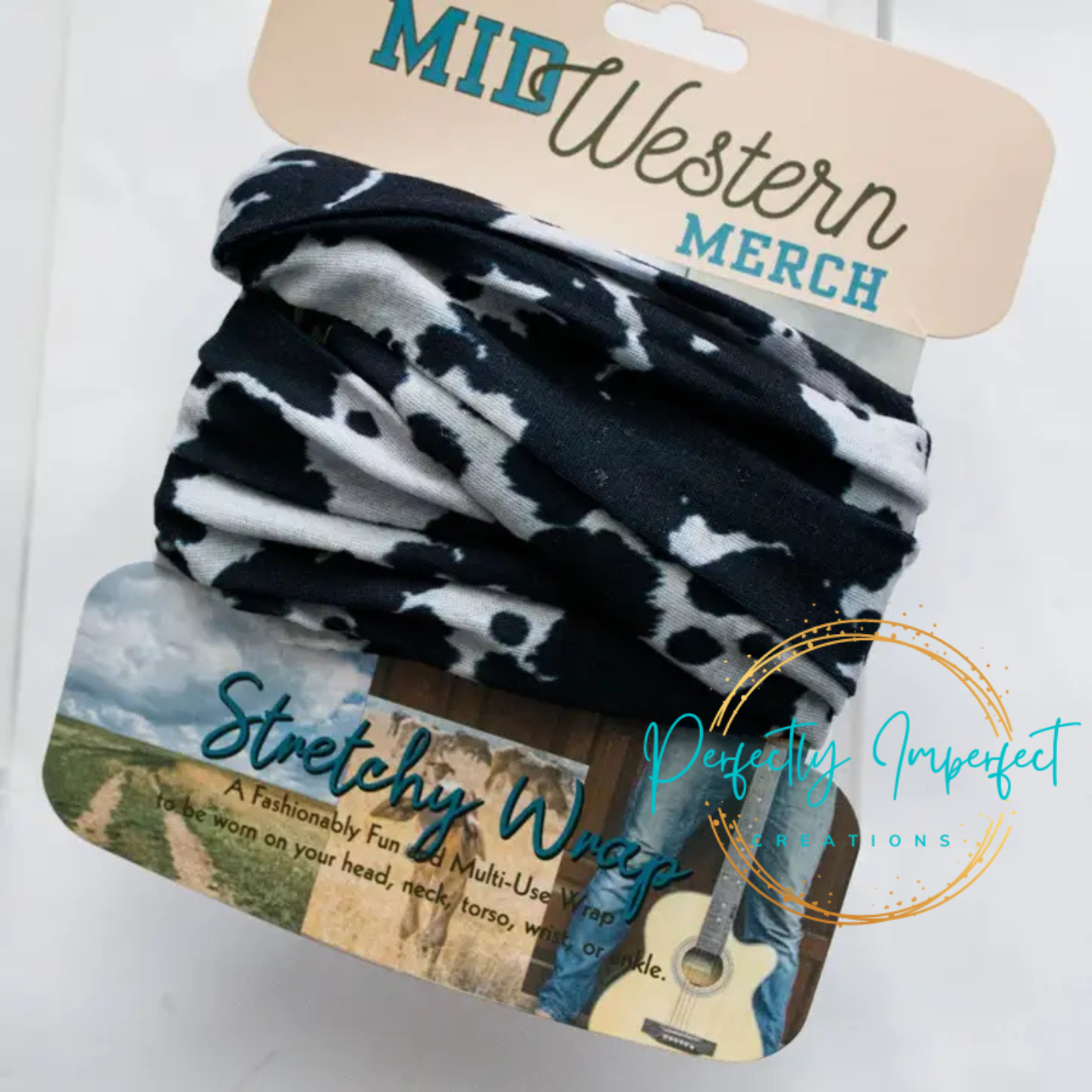 Black Cowhide Stretchy Headwrap