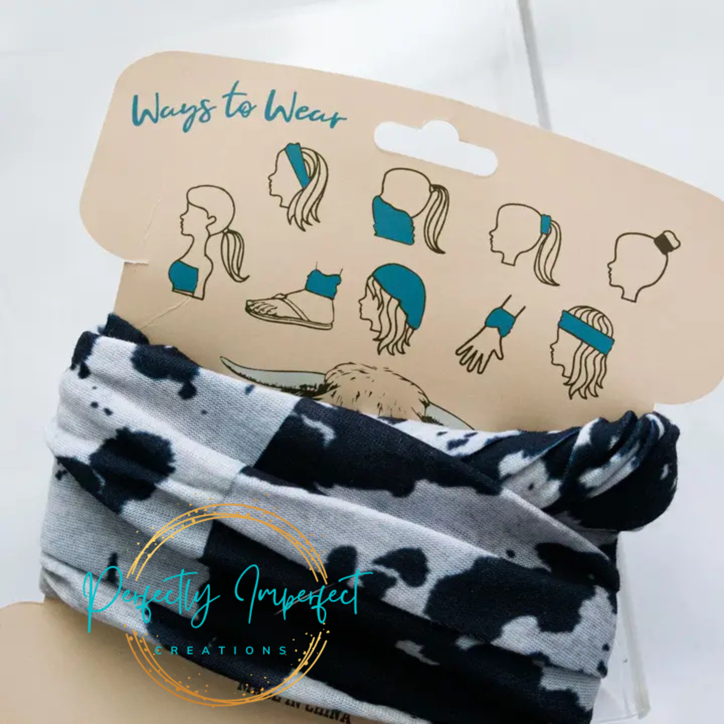 Black Cowhide Stretchy Headwrap
