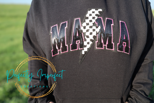 Mama Bling Embroidery Patch Hoodie